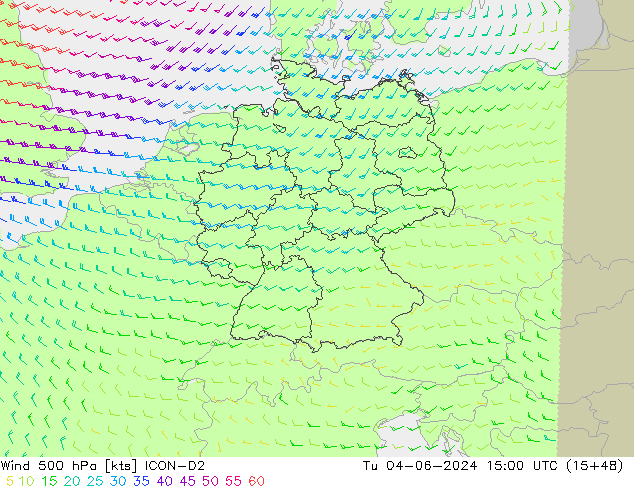 Rüzgar 500 hPa ICON-D2 Sa 04.06.2024 15 UTC