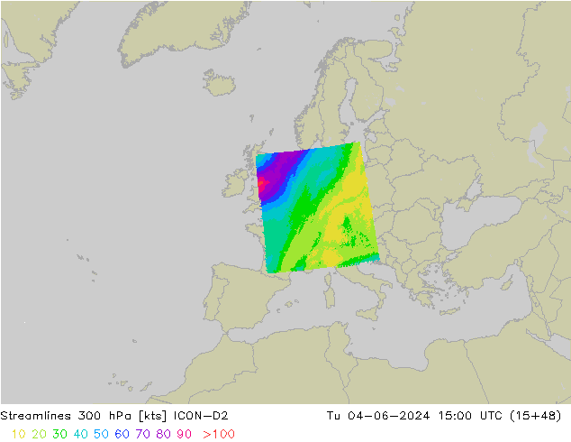 Rüzgar 300 hPa ICON-D2 Sa 04.06.2024 15 UTC