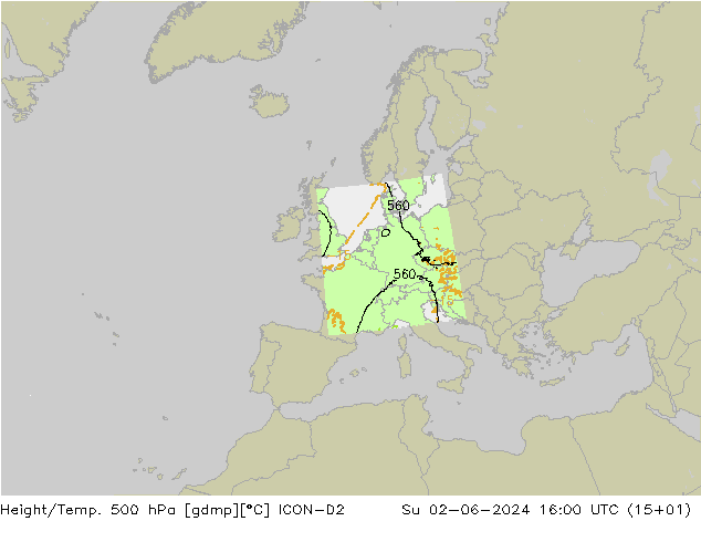 Height/Temp. 500 hPa ICON-D2 Ne 02.06.2024 16 UTC