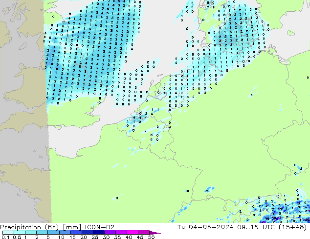 Precipitação (6h) ICON-D2 Ter 04.06.2024 15 UTC
