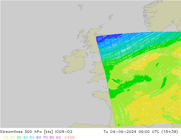 Linea di flusso 500 hPa ICON-D2 mar 04.06.2024 06 UTC