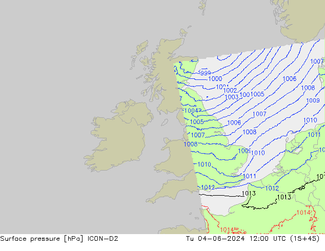 Yer basıncı ICON-D2 Sa 04.06.2024 12 UTC