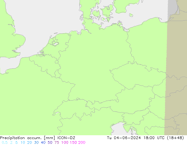 Precipitation accum. ICON-D2 Tu 04.06.2024 18 UTC