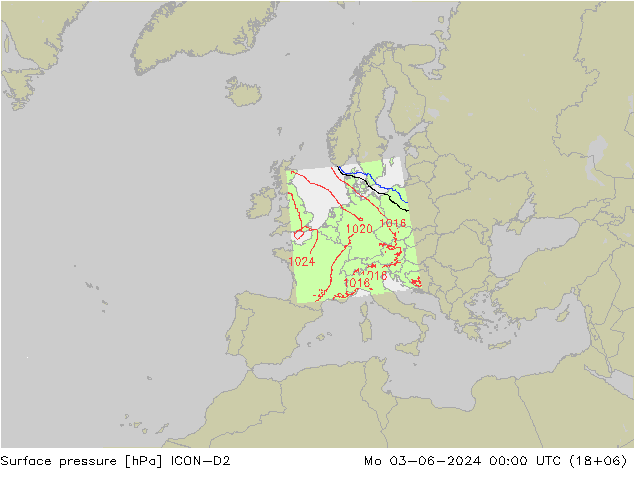 Yer basıncı ICON-D2 Pzt 03.06.2024 00 UTC