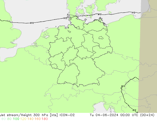 Straalstroom ICON-D2 di 04.06.2024 00 UTC