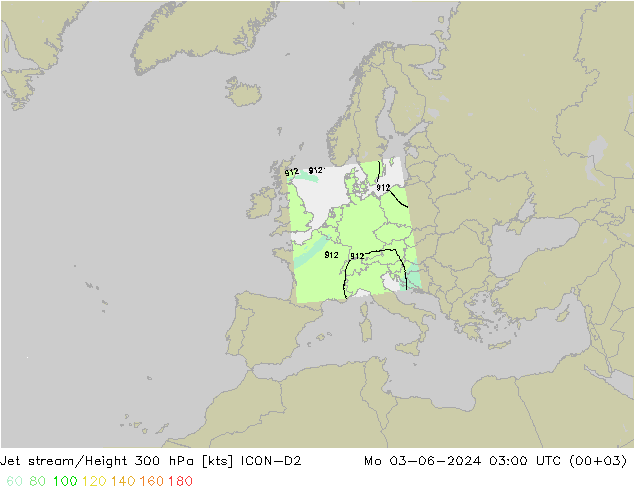 Jet Akımları ICON-D2 Pzt 03.06.2024 03 UTC