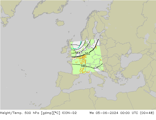 Height/Temp. 500 hPa ICON-D2 We 05.06.2024 00 UTC