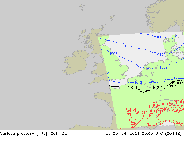 Luchtdruk (Grond) ICON-D2 wo 05.06.2024 00 UTC