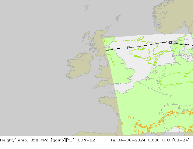Yükseklik/Sıc. 850 hPa ICON-D2 Sa 04.06.2024 00 UTC