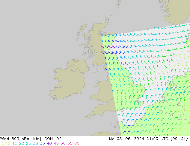 ветер 500 гПа ICON-D2 пн 03.06.2024 01 UTC