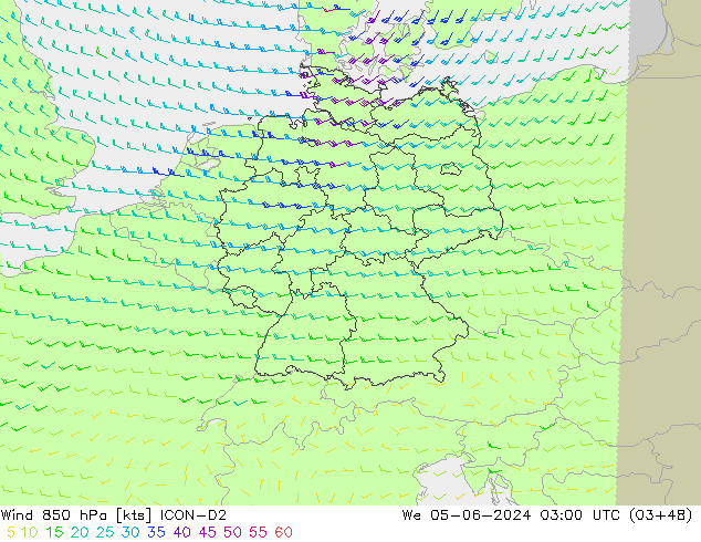  850 hPa ICON-D2  05.06.2024 03 UTC