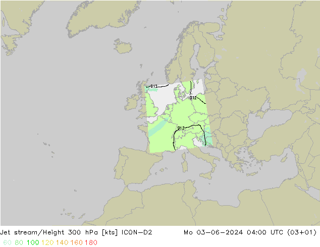 Jet Akımları ICON-D2 Pzt 03.06.2024 04 UTC