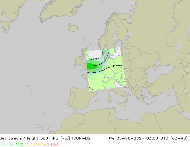 Jet stream/Height 300 hPa ICON-D2 St 05.06.2024 03 UTC