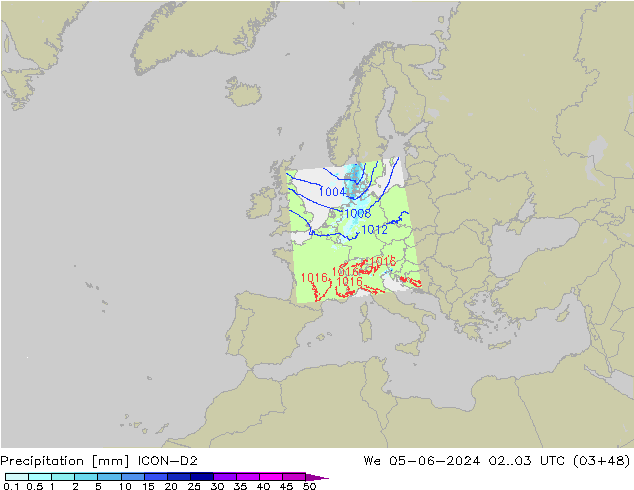 Precipitation ICON-D2 We 05.06.2024 03 UTC