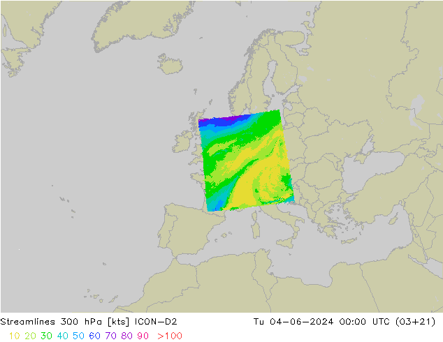 Rüzgar 300 hPa ICON-D2 Sa 04.06.2024 00 UTC