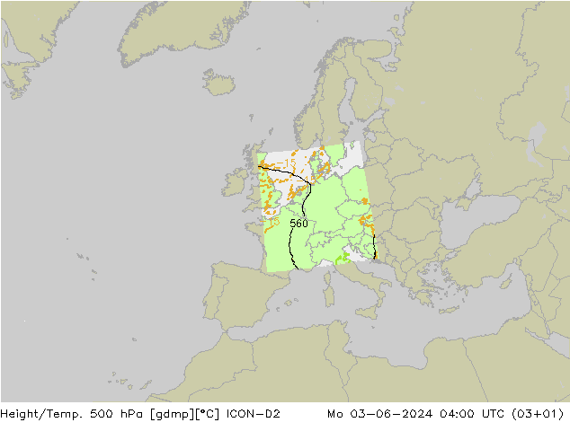 Height/Temp. 500 гПа ICON-D2 пн 03.06.2024 04 UTC