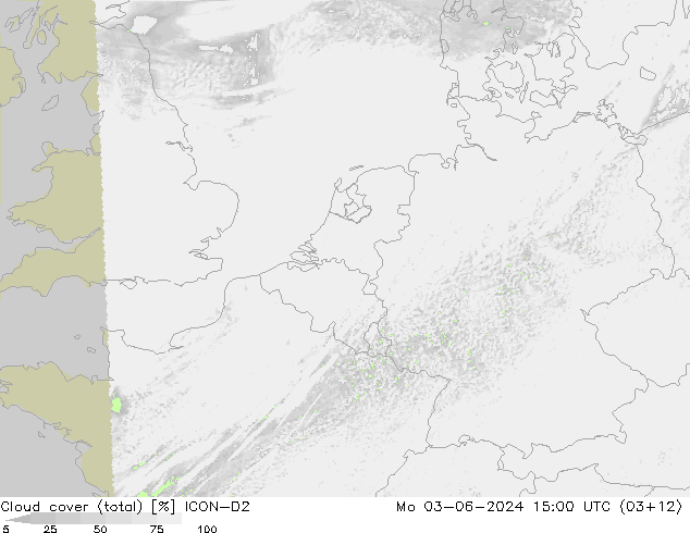 Wolken (gesamt) ICON-D2 Mo 03.06.2024 15 UTC