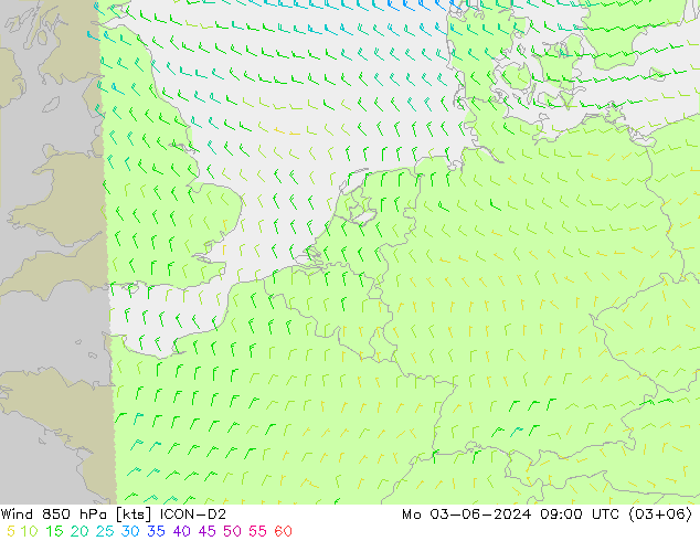 Wind 850 hPa ICON-D2 ma 03.06.2024 09 UTC