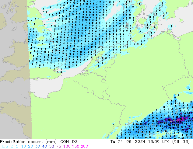 Toplam Yağış ICON-D2 Sa 04.06.2024 18 UTC