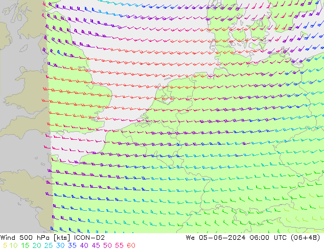 Wind 500 hPa ICON-D2 We 05.06.2024 06 UTC