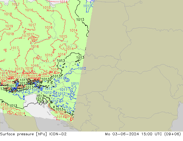 pression de l'air ICON-D2 lun 03.06.2024 15 UTC