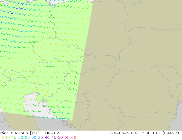 Wind 500 hPa ICON-D2 Di 04.06.2024 12 UTC