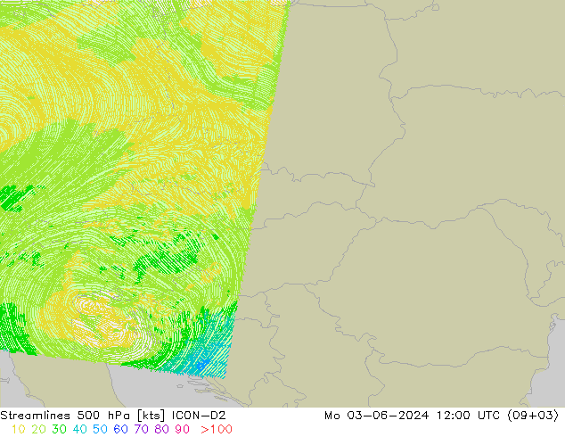 ветер 500 гПа ICON-D2 пн 03.06.2024 12 UTC