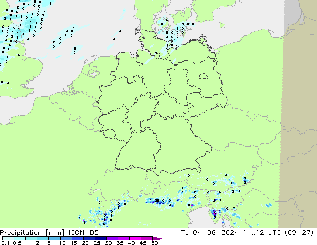 Precipitazione ICON-D2 mar 04.06.2024 12 UTC