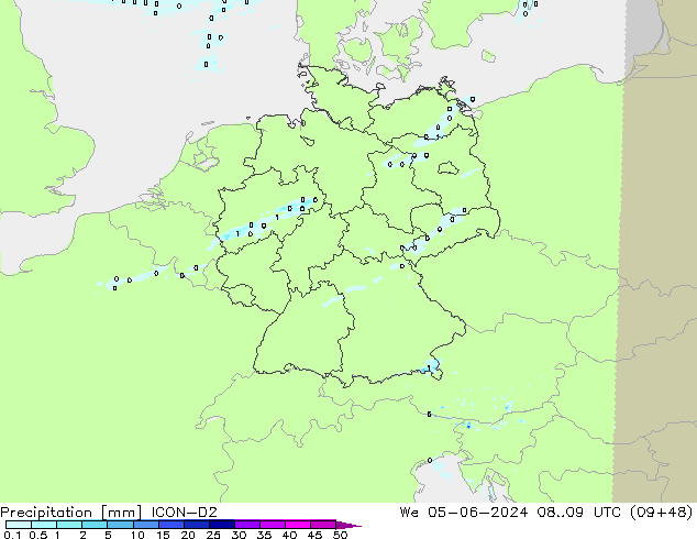 Precipitación ICON-D2 mié 05.06.2024 09 UTC