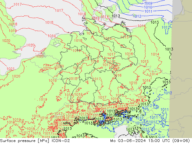 Bodendruck ICON-D2 Mo 03.06.2024 15 UTC