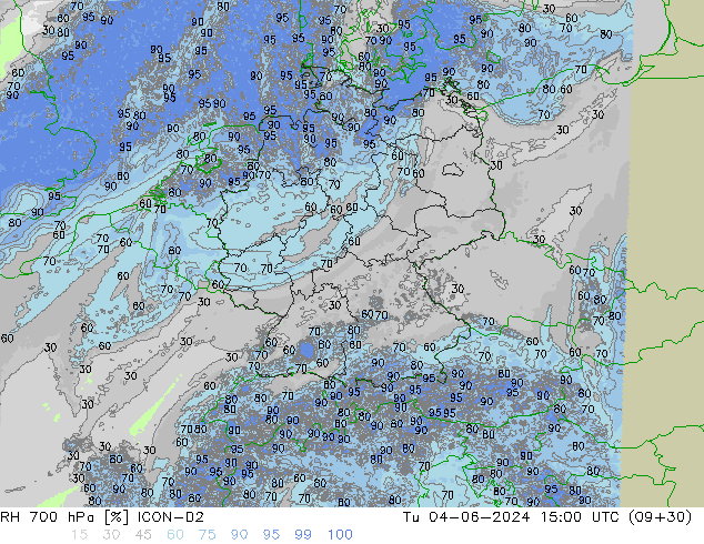 RH 700 hPa ICON-D2 mar 04.06.2024 15 UTC