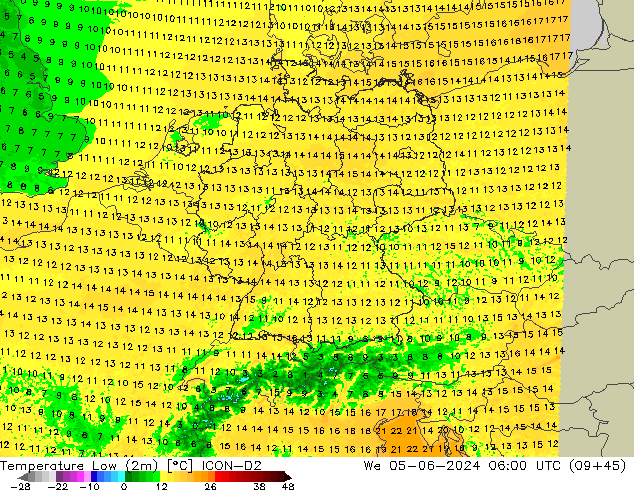 Min.  (2m) ICON-D2  05.06.2024 06 UTC