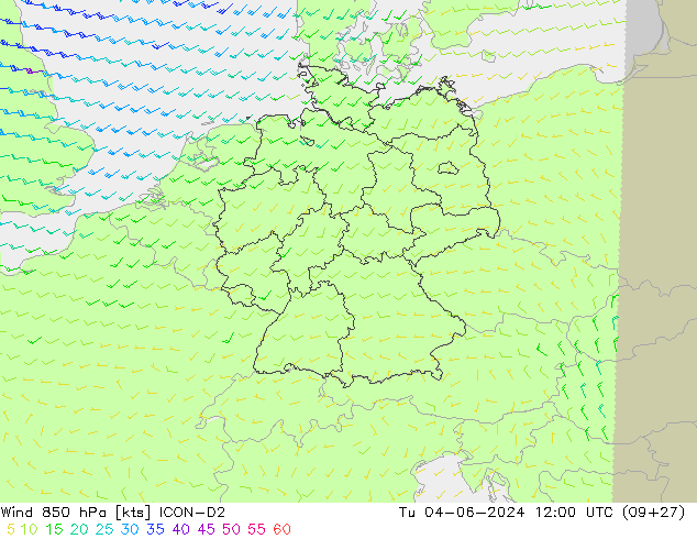  850 hPa ICON-D2  04.06.2024 12 UTC