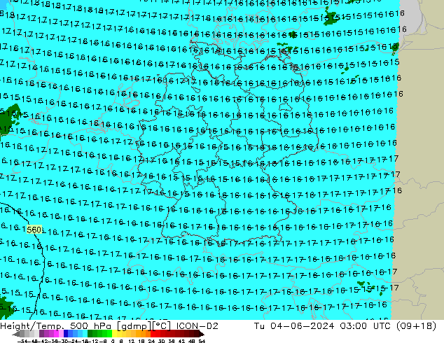 Height/Temp. 500 hPa ICON-D2 mar 04.06.2024 03 UTC