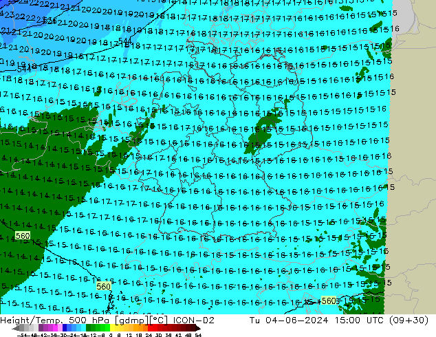 Yükseklik/Sıc. 500 hPa ICON-D2 Sa 04.06.2024 15 UTC