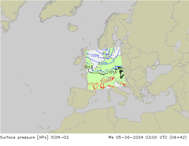 Bodendruck ICON-D2 Mi 05.06.2024 03 UTC