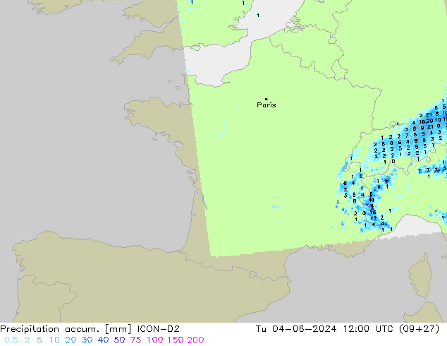 Precipitation accum. ICON-D2 mar 04.06.2024 12 UTC