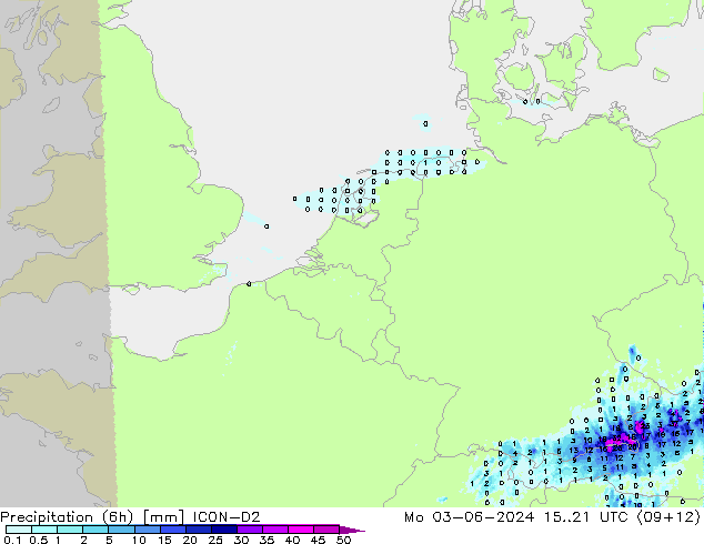 Nied. akkumuliert (6Std) ICON-D2 Mo 03.06.2024 21 UTC