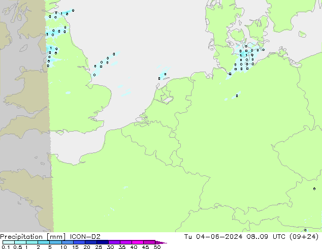 Niederschlag ICON-D2 Di 04.06.2024 09 UTC