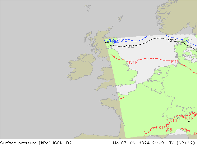 Yer basıncı ICON-D2 Pzt 03.06.2024 21 UTC