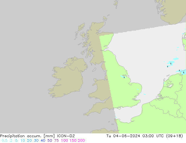 Precipitation accum. ICON-D2 Tu 04.06.2024 03 UTC
