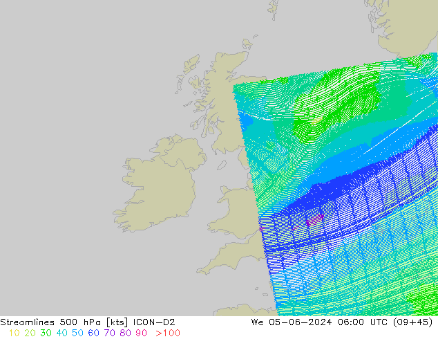 Stroomlijn 500 hPa ICON-D2 wo 05.06.2024 06 UTC