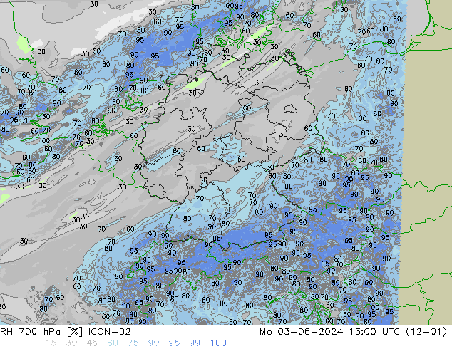 RH 700 hPa ICON-D2 Seg 03.06.2024 13 UTC