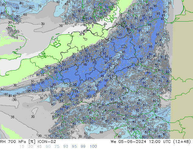 RH 700 hPa ICON-D2 mer 05.06.2024 12 UTC