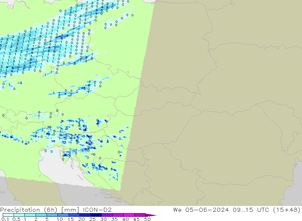 opad (6h) ICON-D2 śro. 05.06.2024 15 UTC