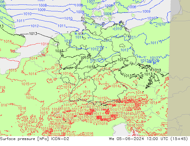 ciśnienie ICON-D2 śro. 05.06.2024 12 UTC