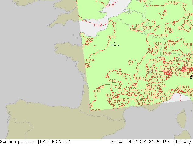 Bodendruck ICON-D2 Mo 03.06.2024 21 UTC