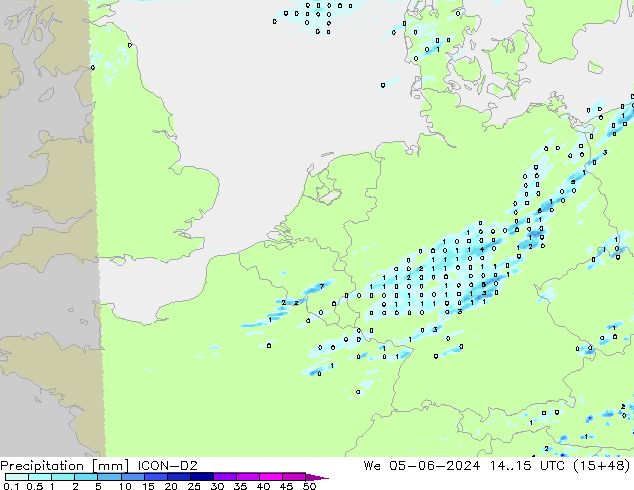 Precipitation ICON-D2 We 05.06.2024 15 UTC