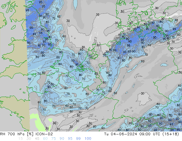 700 hPa Nispi Nem ICON-D2 Sa 04.06.2024 09 UTC