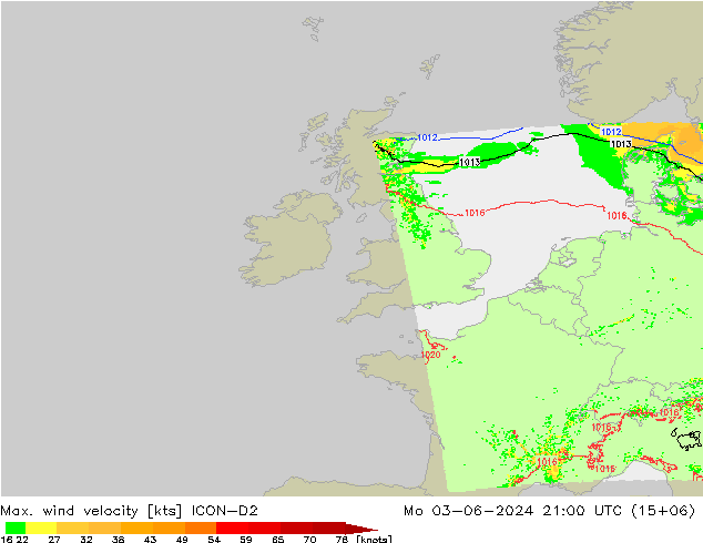 Maks. Rüzgar Hızı ICON-D2 Pzt 03.06.2024 21 UTC